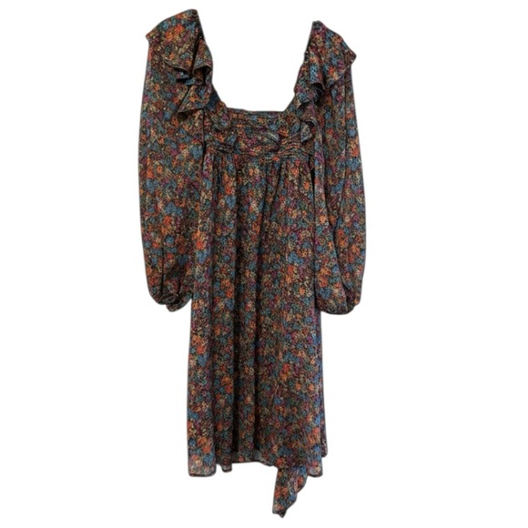 NWT For Love & Lemons Brittany Floral Print Long Sleeve Midi Dress - Picture 5 of 10